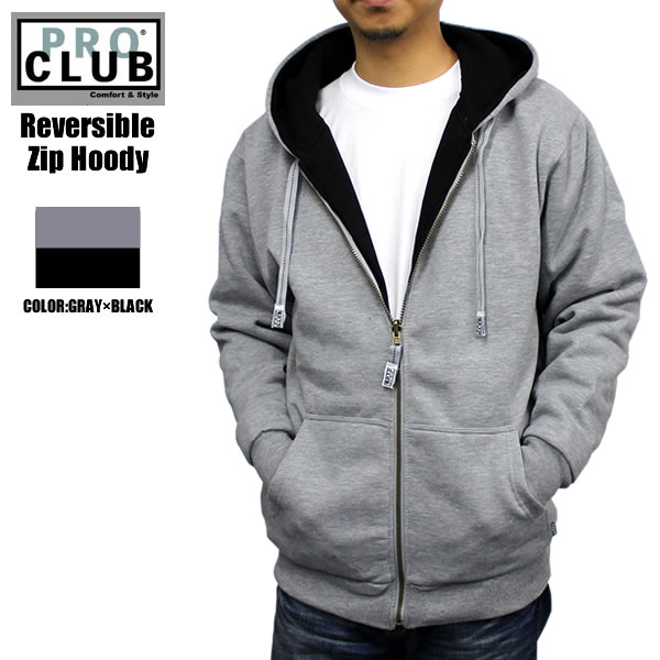 Pro Club Men's Full Zip Reversible Fleece and Thermal Hoodie